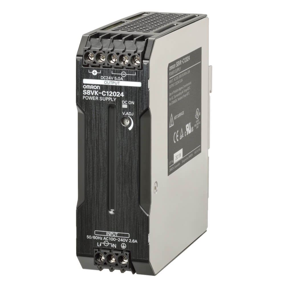 Original New Omron S8VK-C12024 120W 24V 5A DIN rail power supply front view