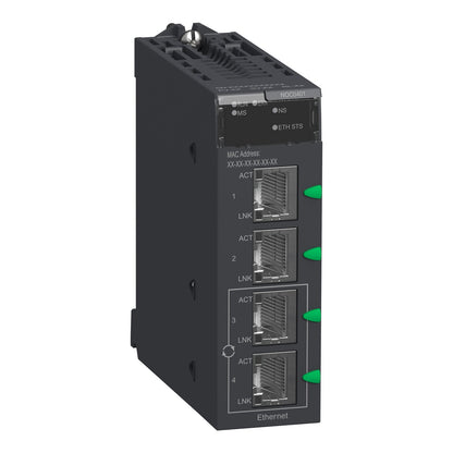 Original New Schneider Electric BMXNOC0401 4-port Ethernet module Modicon M340 front view