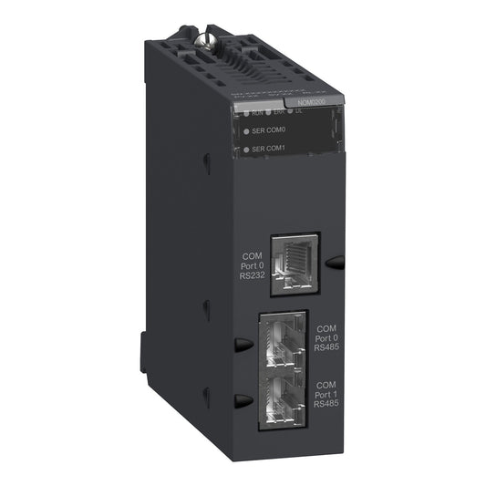 Schneider Electric BMXNOM0200 serial link module – Modicon X80, 2 ports RS232/RS485, Modbus RTU and character mode, RJ45 connectors, 115.2 kbps, IP20, for Modicon M340/M580 PACs