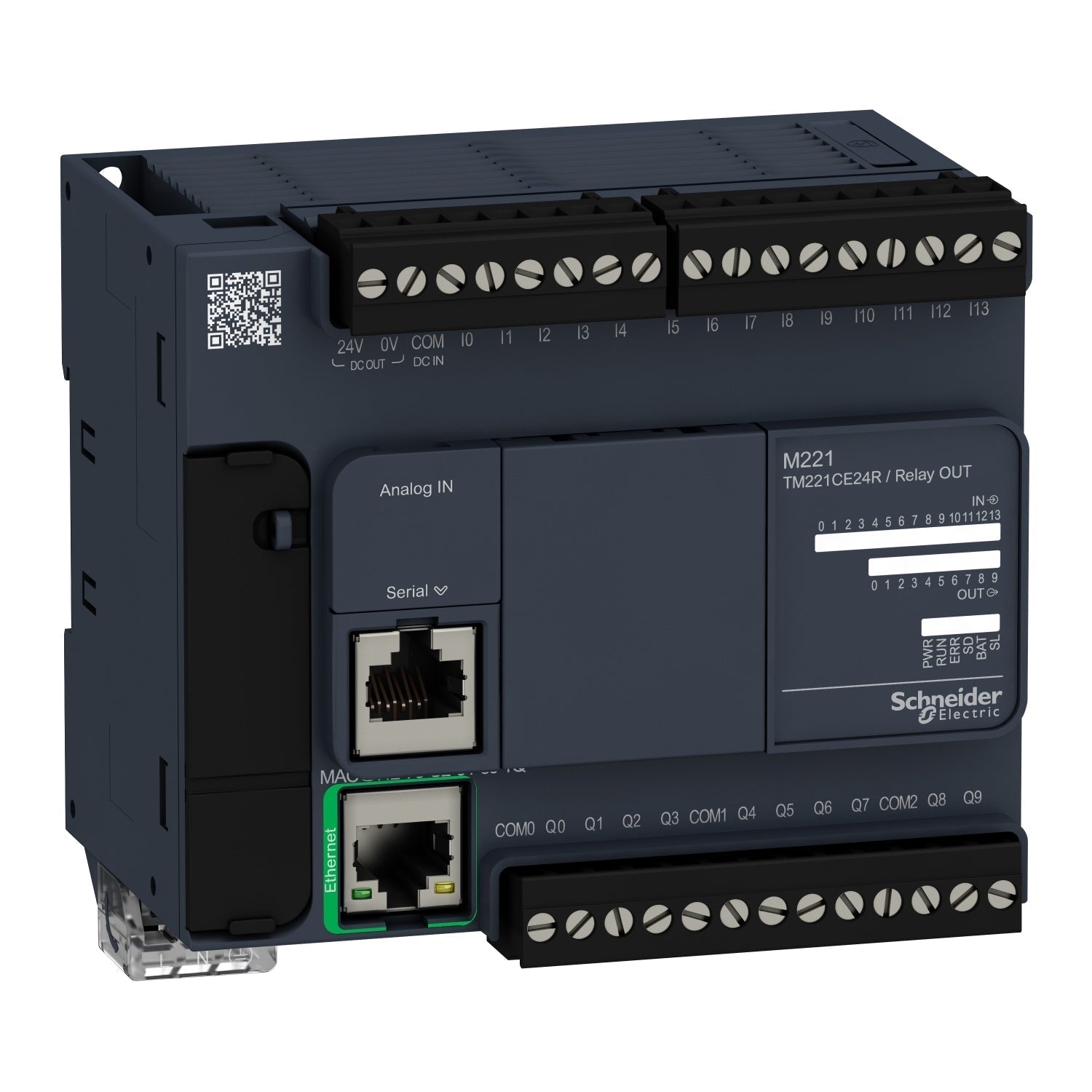Original New Schneider Electric TM221CE24R Modicon M221 24 I/O relay Ethernet logic controller front view