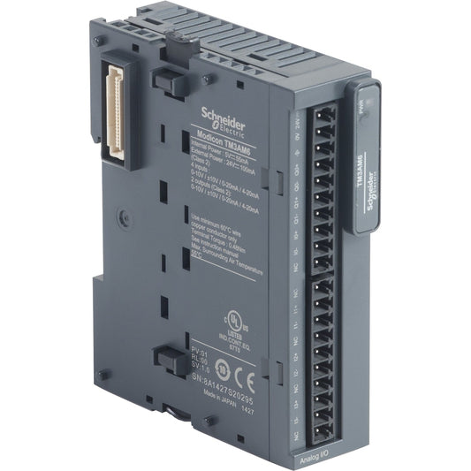 Original New Schneider Electric TM3AM6 4-input 2-output analog I/O module Modicon TM3 screw terminal front view