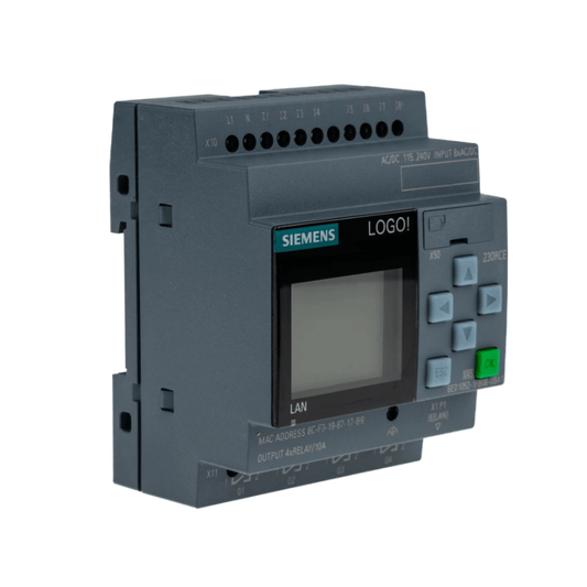 Original New Siemens 6ED1052-1FB08-0BA1 LOGO! 230RCE logic module with display front view