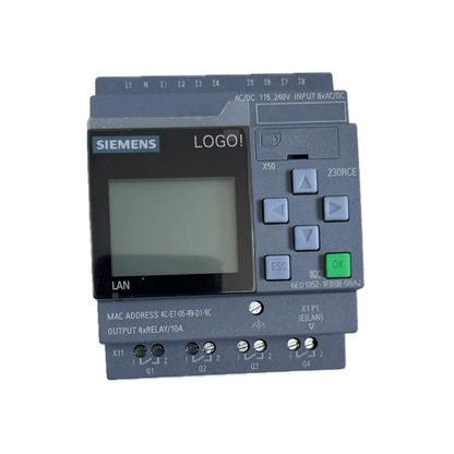 Original New Siemens 6ED1052-1FB08-0BA2 LOGO! 230RCE logic module with display front view