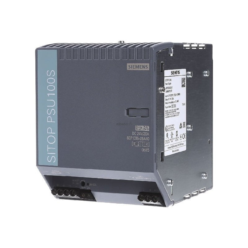 Original New Siemens 6EP1336-2BA10 SITOP PSU100S 24V/20A DIN rail power supply front view