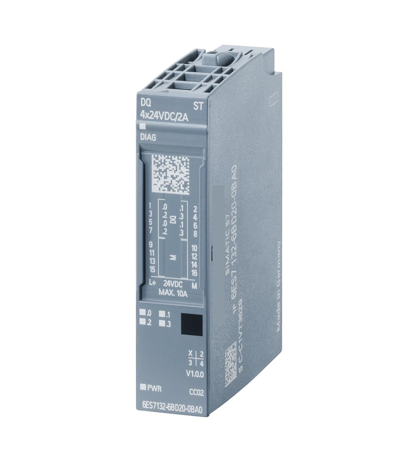 Original New Siemens 6ES7132-6BD20-0BA0 ET 200SP DQ 4x24V DC/2A Standard digital output module front view