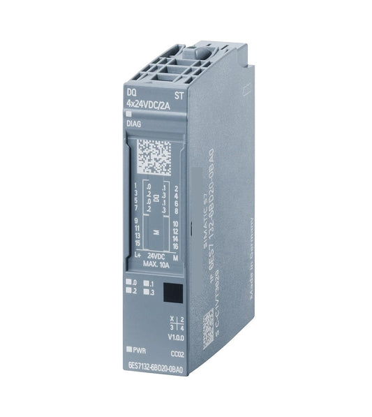 Original New Siemens 6ES7132-6BD20-0BA0 ET 200SP DQ 4x24V DC/2A Standard digital output module front view