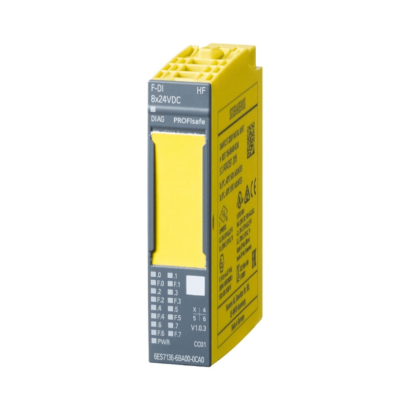 Original New Siemens 6ES7136-6BA00-0CA0 ET 200SP F-DI 8x24V DC HF failsafe input module front view