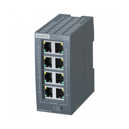 Original New Siemens 6GK5008-0BA10-1AB2 SCALANCE XB008 unmanaged 8-port industrial Ethernet switch front view