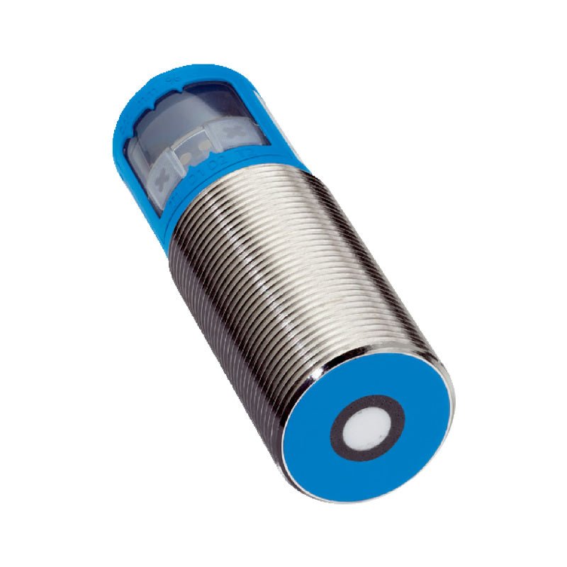 SICK UM30-212112 6037665 M30 cylindrical ultrasonic distance sensor nickel‑plated brass housing front view
