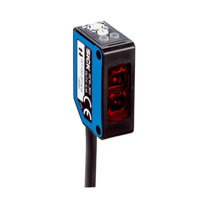 SICK WL100-2P4439 6052362 miniature rectangular retro‑reflective photoelectric sensor front view