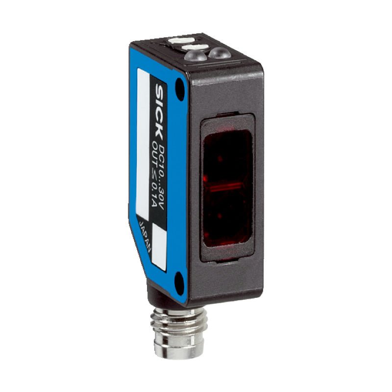 SICK WL100L-F2231 6030710 rectangular miniature laser retro‑reflective photoelectric sensor front view