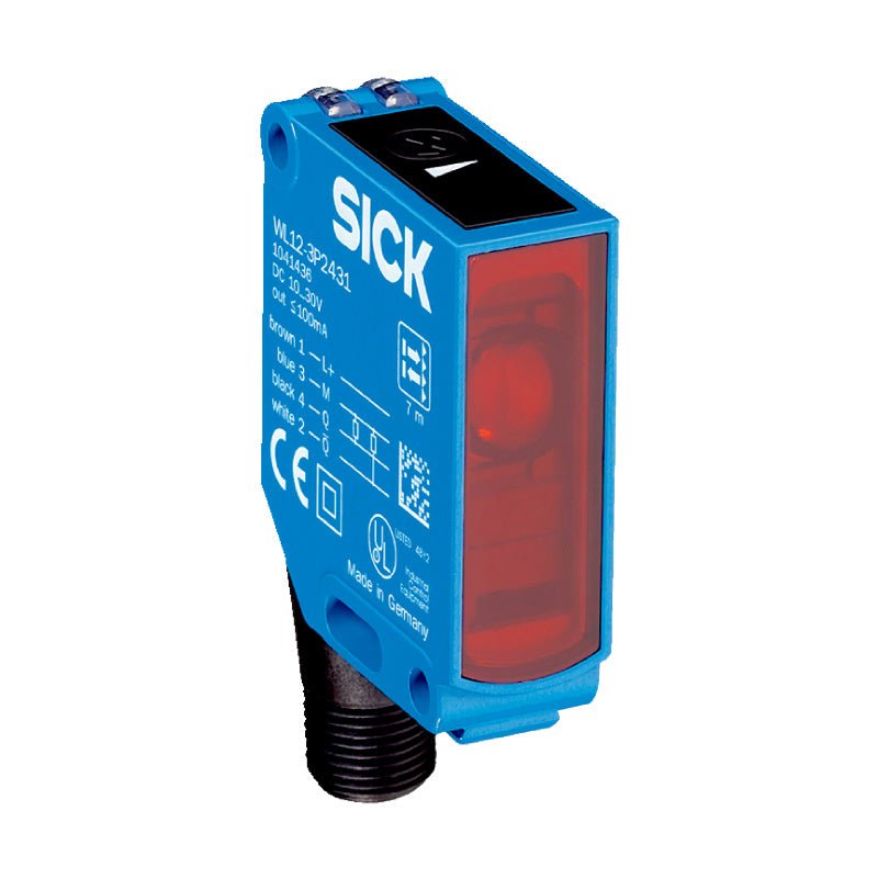 SICK WL12-3P2431 1041436 retro-reflective photoelectric sensor metal housing front view