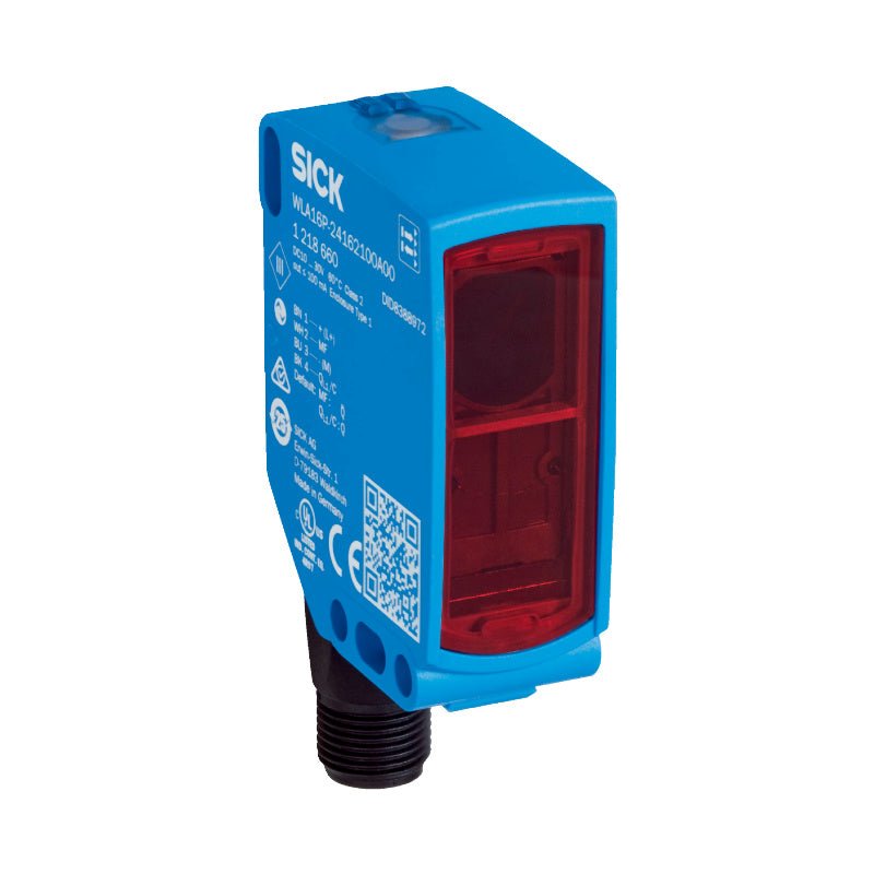 SICK WLA16P-24162100A00 W16 rectangular retro-reflective photoelectric sensor front view