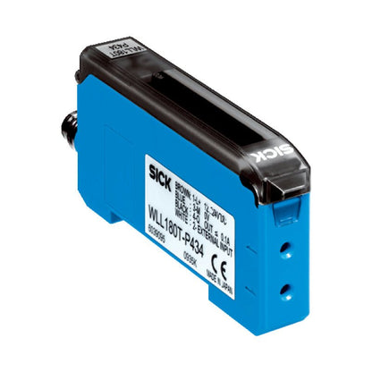 SICK WLL180T-P434 6039095 fiber optic amplifier rectangular plastic housing with digital display M8 connector front view
